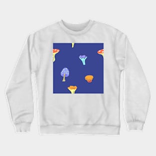 Mushrooms on a Blue Background Crewneck Sweatshirt